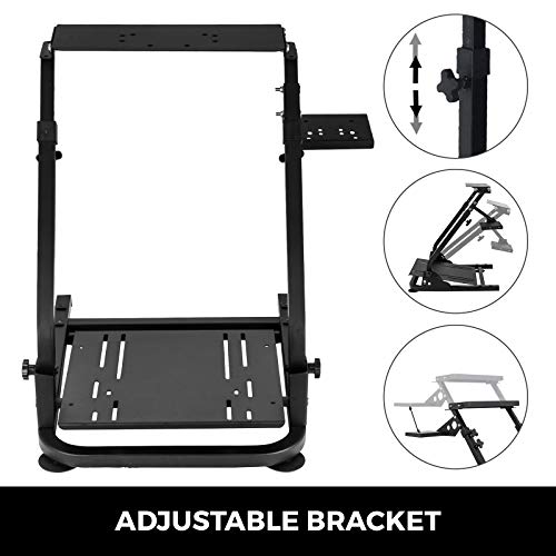 VEVOR Soporte para Volante, 57 x 49 x 56-78 cm Soporte del Volante de Carreras, 14 kg Acero al Carbono Soporte de Volante para Pedal Logitech G25, G27, G29, G920, Thrustmaster T300RS, TX F458, T500RS