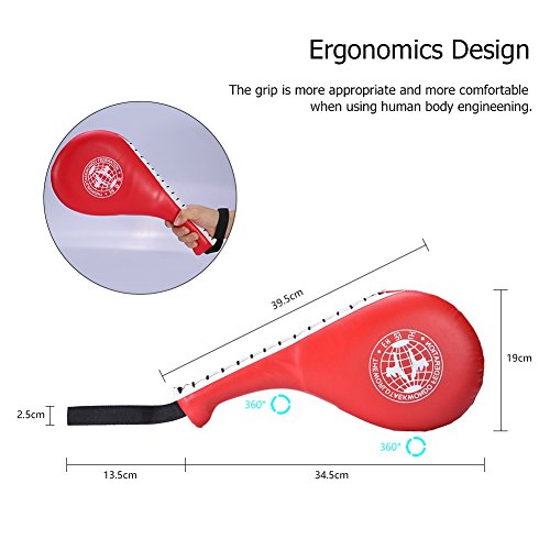 VGEBY 1 Par Cojín de Retroceso Taekwondo, Perforación de Karate Pad Doble para Entrenamiento de Patadas(Rojo)