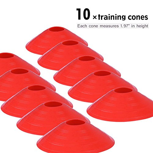 VGEBY1 Kit de Tren Speed ​​Agility, Escalera de Agilidad Plana 19 Pies + 10 Piezas de Conos de Disco para Entrenamiento AtléTico(Red)