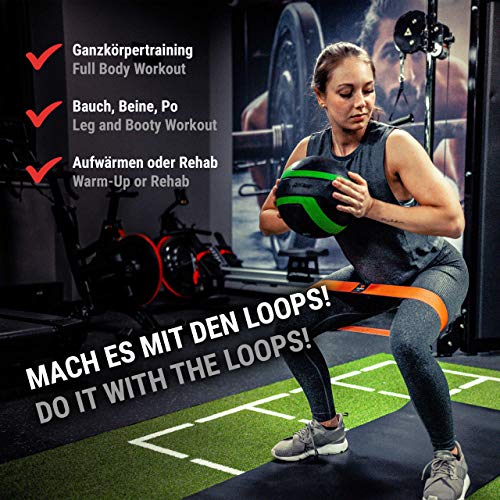 VIA FORTIS Gomas elasticas Fitness Bandas elasticas musculacion Hecho de Material Textil Que no daña la Piel - con el Plan de Entrenamiento y la Bolsa - Disponible como Conjunto