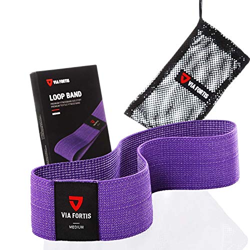 VIA FORTIS Gomas elasticas Fitness Bandas elasticas musculacion Hecho de Material Textil Que no daña la Piel - con el Plan de Entrenamiento y la Bolsa - Disponible como Conjunto