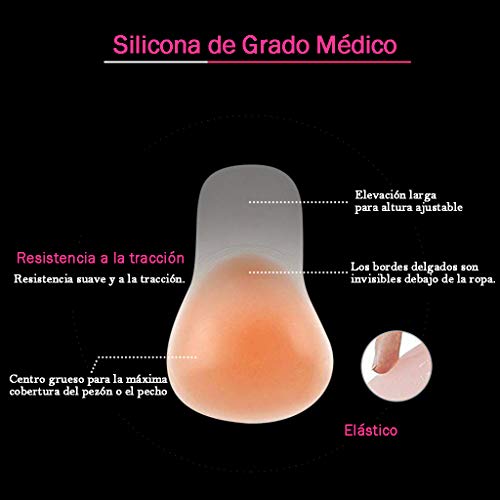 VicSec Sujetador Adhesivo Silicona, Copa Invisible Push Up sin Tirantes Nudebra Uso en Vestido de Boda, Vestido de Noche, Festivales para Mujer Sostén Cómodo Reutilizable (Copa pequeña para A,B,C)