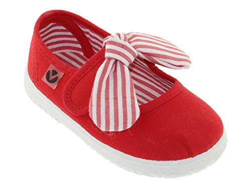 victoria Plano VICTORIA MERDECITA OJALÁ Lona con Lazo DE Rayas EXTRAÍBLE Y Cierre DE Tira ADHERENTE 105110-KIDS para Unisex-niños Rojo 19