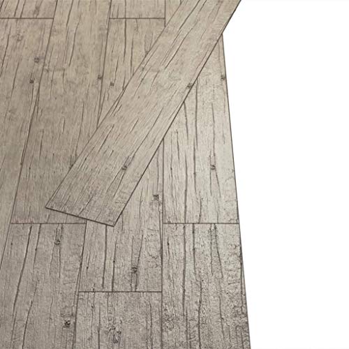 vidaXL 36x Lama de Suelo Baldosa Loseta Tarima Flotante Azulejo Salón Antiestático Ignífugo Impermeable Antideslizante 5,02 m² PVC 2mm Gris Claro