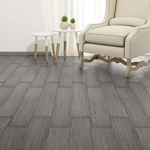 vidaXL 36x Lama de Suelo Baldosa Loseta Tarima Flotante Azulejo Salón Antiestático Ignífugo Impermeable Antideslizante 5,02m² PVC 2mm Gris Oscuro