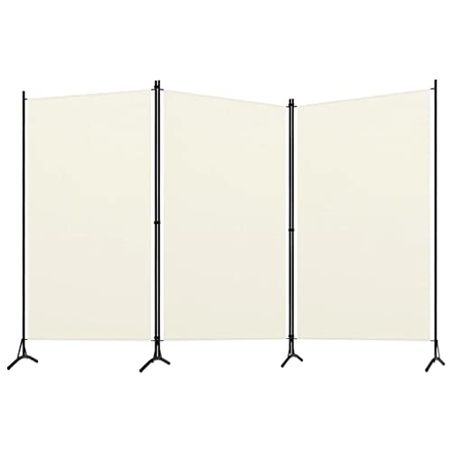 vidaXL Biombo Divisor de 3 Paneles de Pie Plegable Separador Habitación Dormitorio Estancia Decoración Partición Privacidad Blanco Crema 260x180 cm