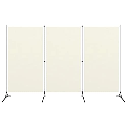 vidaXL Biombo Divisor de 3 Paneles de Pie Plegable Separador Habitación Dormitorio Estancia Decoración Partición Privacidad Blanco Crema 260x180 cm