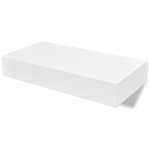 vidaXL Estantería suspendida de tablero MDF blanco con un cajón para libros/DVDs