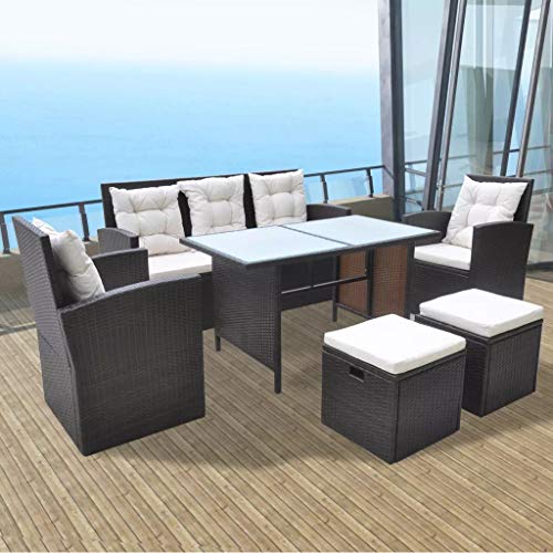 vidaXL Juego Comedor de Jardín Ratán Sintético Marrón Muebles Patio Exterior