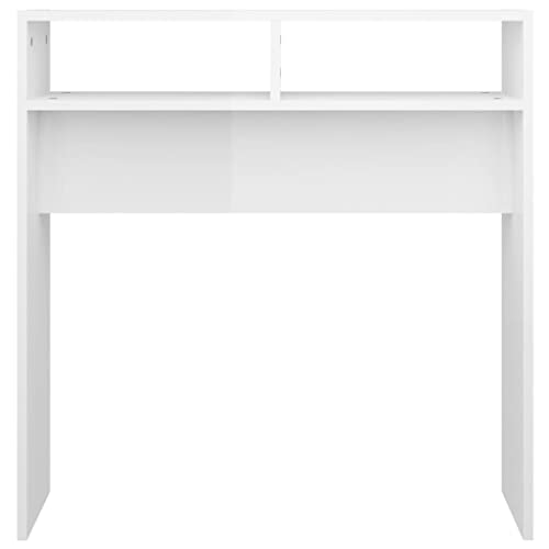 vidaXL Mesa Consola Entrada Acento Pasillo Vestíbulo Recibidor Auxiliar Decoración Hogar Casa Escritorio de Aglomerado Blanco Brillante 78x30x80 cm