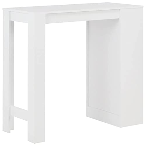 vidaXL Mesa de Bar Madera Blanca 110x50x103 cm Mesita Mesilla Elevada Alta Mueble Mobiliario Auxiliar Comedor Pub Estanterías Consola