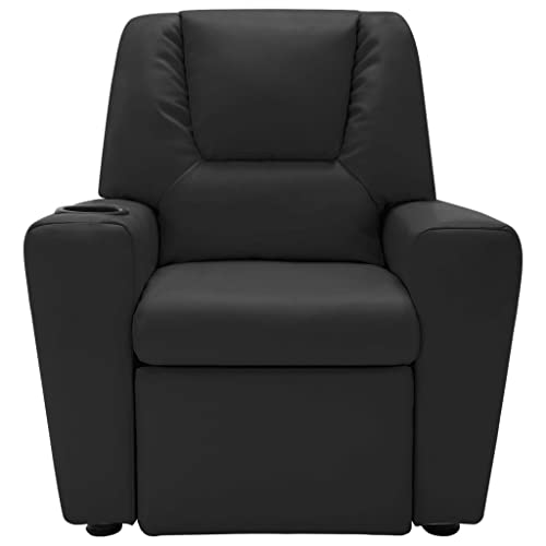 vidaXL Sillón TV Reclinable Respaldo Ajustable Reposapiés Silla Asiento Salón Oficina Muebles Relajante Ergonómico Cuero Sintético Negro