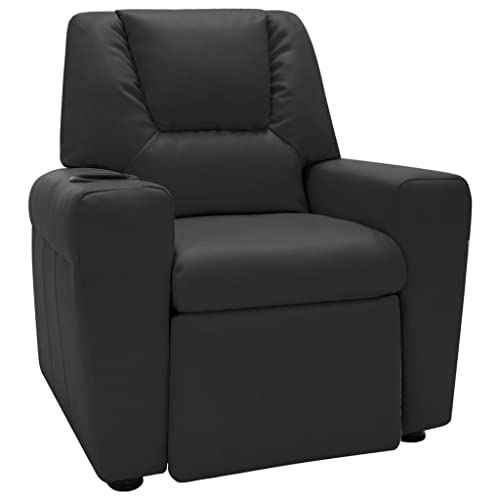 vidaXL Sillón TV Reclinable Respaldo Ajustable Reposapiés Silla Asiento Salón Oficina Muebles Relajante Ergonómico Cuero Sintético Negro