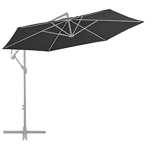 vidaXL Tela de Repuesto para Sombrilla Voladiza Dosel Lona Recambio Jardín Patio Terraza Balcón Parasol Refugio Impermeable Negro 300 cm