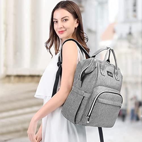 Viedouce Mochilas para Pañales,Bolso del Bebé Mamá,Impermeable con Estilo Oxford Bolso Pañal de Gran Capacidad, con Portátil Cambiador y 2 Piezas Ganchos Carrito Bebé (gris)