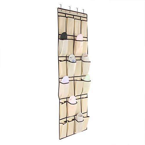 VIFER 24 Bolsillos - Bolsa de Almacenamiento de Zapatos Organizador de Zapatos de Varias Capas Organizador de Zapatos colgado sobre la Puerta Porta Zapatos no Tejido(Beige)