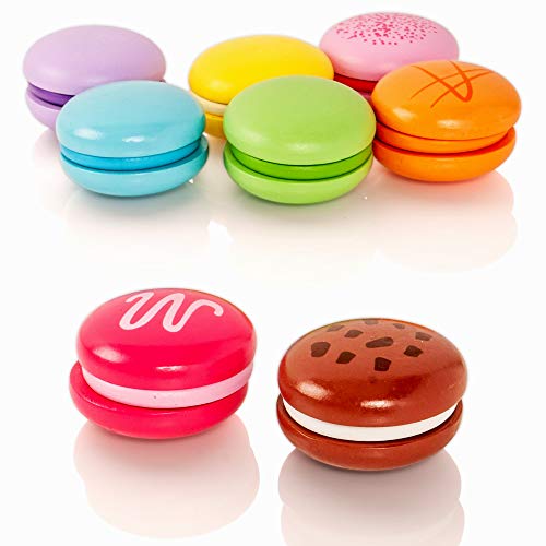 VIGA - Pack de 8 Galletas Macaron de Juguete - Madera