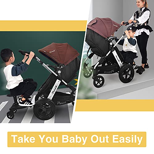 Vihir Mini Buggy Board con asiento Cochecito para el Segundo niño, Pedal Auxiliar Conector extraíble Asiento, Accesorio para niños de 2 a 6 años compatible con casi todas las sillitas de paseo