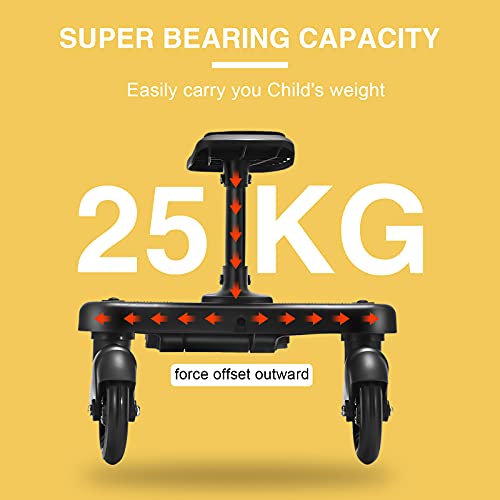 Vihir Mini Buggy Board con asiento Cochecito para el Segundo niño, Pedal Auxiliar Conector extraíble Asiento, Accesorio para niños de 2 a 6 años compatible con casi todas las sillitas de paseo