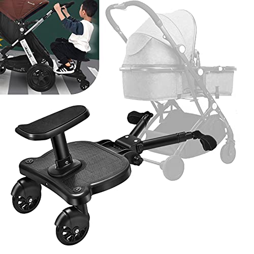 Vihir Mini Buggy Board con asiento Cochecito para el Segundo niño, Pedal Auxiliar Conector extraíble Asiento, Accesorio para niños de 2 a 6 años compatible con casi todas las sillitas de paseo