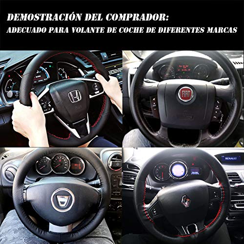 Vintree Cubierta de Volante de Cuero de Microfibra Negro Bricolaje Cubiertas del Volante en el Volante del automóvil con Aguja e Hilo Accesorios de Interior Coche Fundas para Volante Comodidad