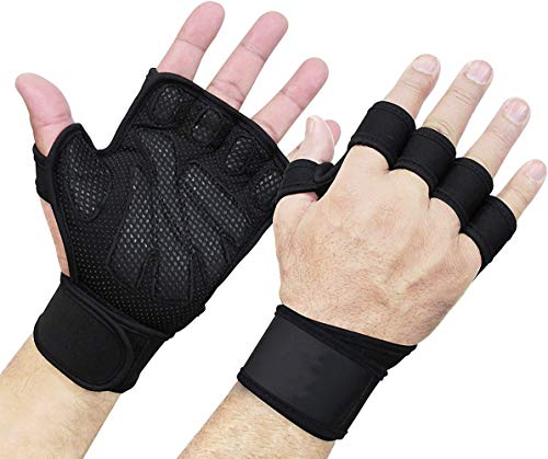 Vintree Guantes de Crossfit para Gimnasio Guantes de Entrenamiento para Hombre y Mujer Guantes de Entrenamiento Abiertos Crossfit Culturismo calistenia Levantamiento de Potencia (7 a 8 Pulgadas)