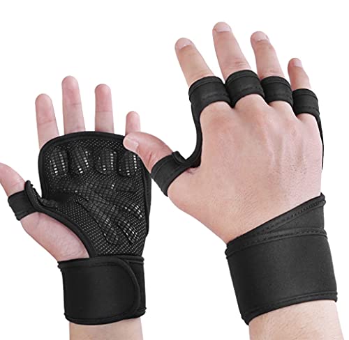 Vintree Guantes de Crossfit para Gimnasio Guantes de Entrenamiento para Hombre y Mujer Guantes de Entrenamiento Abiertos Crossfit Culturismo calistenia Levantamiento de Potencia (Large)