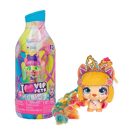 VIP PETS Color Boost S3 | Muñeca perrita Sorpresa coleccionable con Pelo largo para peinar (30cm) con Accesorios y tiza de pelo | Juguete regalo para niñas y niños +3 Años