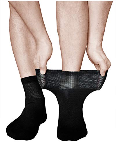 vitsocks Calcetines Anchos Acolchados Diabéticos Hombre (3 PARES) Pies Cansados Doloridos, negro, 39-41