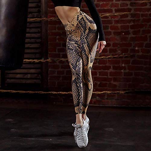 VJGOAL Moda para Mujer Sexy Estampado de Serpientes Empire Yoga Pantalones Correr Pilates Fitness Pantalones Ajustados de Alta Elasticidad Pantalones de Chándal Leggings(x-Large,Amarillo)