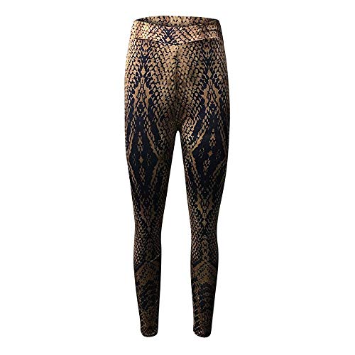 VJGOAL Moda para Mujer Sexy Estampado de Serpientes Empire Yoga Pantalones Correr Pilates Fitness Pantalones Ajustados de Alta Elasticidad Pantalones de Chándal Leggings(x-Large,Amarillo)