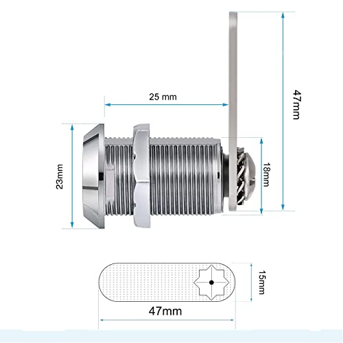 VOCIBO® Cerradura para buzones de 25 mm, cerradura de armario con llave, cerradura para muebles, cerradura de taquilla de 25 mm, cerradura de palanca para buzones, puertas de armario, muebles