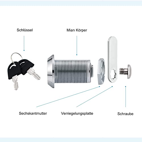 VOCIBO® Cerradura para buzones de 25 mm, cerradura de armario con llave, cerradura para muebles, cerradura de taquilla de 25 mm, cerradura de palanca para buzones, puertas de armario, muebles
