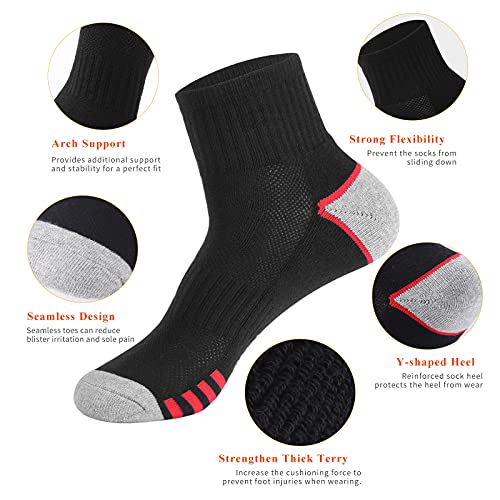 VoJoPi Calcetines Running Hombre, 5 Pares Transpirable Calcetines Deportivos Hombre, Antiampollas Calcetines Hombre Agodon para Fitness, Escalada, Correr, Andar en Bicicleta, Trekking, Talla 42-47