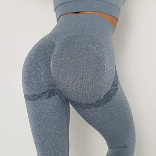 Voqeen Sexy Pantalones de Yoga de Punto Sin Costuras Mujeres Damas de Cintura Alta Leggings de Gimnasio Booty Scrunch Pantalones de Control de Barriga Gruesos Entrenamiento Correr Medias deportivas