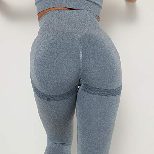 Voqeen Sexy Pantalones de Yoga de Punto Sin Costuras Mujeres Damas de Cintura Alta Leggings de Gimnasio Booty Scrunch Pantalones de Control de Barriga Gruesos Entrenamiento Correr Medias deportivas