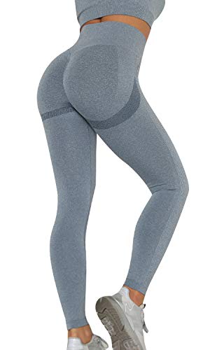 Voqeen Sexy Pantalones de Yoga de Punto Sin Costuras Mujeres Damas de Cintura Alta Leggings de Gimnasio Booty Scrunch Pantalones de Control de Barriga Gruesos Entrenamiento Correr Medias deportivas