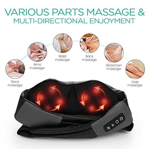 VOYOR Masajeador Shiatsu de cuello y hombros, masaje eléctrico de los tejidos profundos para hombros, espalda, cuello y alivio del dolor muscular de, uso en el hogar, el automóvil y la oficina PJ100