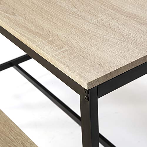 VS Venta-stock Conjunto Mesa y 2 Bancos Lisboa para Comedor o Cocina, Mesa 110 cm x 70 cm x 75 cm, Estructura metálica