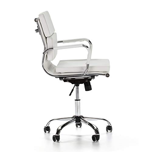 VS Venta-stock Sillón de Oficina Fenix reclinable Blanco, Piel sintética, Silla ejecutiva con conjín engrosados, Altura Ajustable, Diseño ergonómico