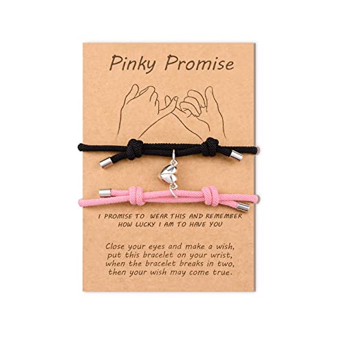 VU100 2 piezas de pulsera magnética para parejas atracción magnética, pulsera trenzada de la amistad, regalo para amantes de la familia mejores amigas novias madres hermanas rosa + negro