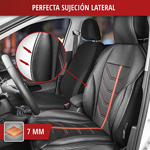 WALSER Cubierta del Asiento del Coche Kimi La Cubierta del Asiento Universal y la Almohadilla projoectora en Rojo - Negro Asiento para Coche y Camiones en la Mirada de Las Carreras