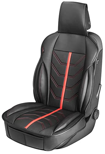 WALSER Cubierta del Asiento del Coche Kimi La Cubierta del Asiento Universal y la Almohadilla projoectora en Rojo - Negro Asiento para Coche y Camiones en la Mirada de Las Carreras