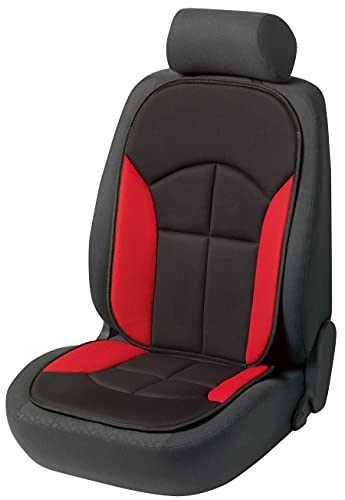 WALSER Cubierta del asiento del coche Novara La cubierta del asiento universal y la almohadilla projoectora en Negro rojo protector de asiento para coche y camiones 13446