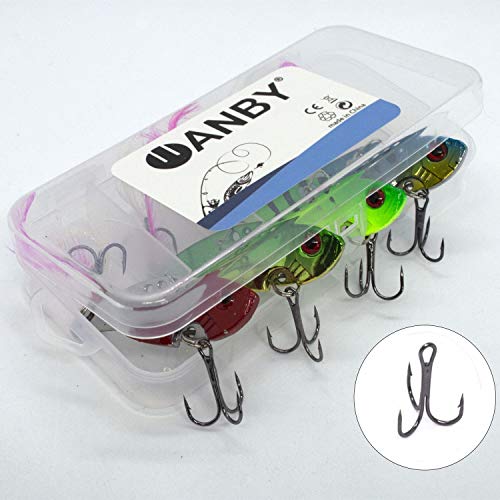 WANBY Cuchara Giratoria Especial de Color Explosivo Probado Pnadar Jigging Vibratorio Señuelos de Pesca de Agua Dulce y Agua Salada con Anzuelo Aparejos de Pesca Para Trucha, Lubina, Salmón (4 Piezas)