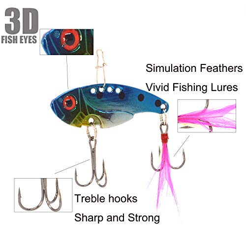 WANBY Cuchara Giratoria Especial de Color Explosivo Probado Pnadar Jigging Vibratorio Señuelos de Pesca de Agua Dulce y Agua Salada con Anzuelo Aparejos de Pesca Para Trucha, Lubina, Salmón (4 Piezas)