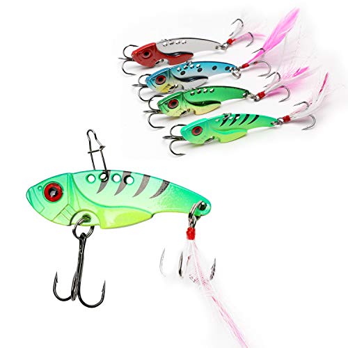 WANBY Cuchara Giratoria Especial de Color Explosivo Probado Pnadar Jigging Vibratorio Señuelos de Pesca de Agua Dulce y Agua Salada con Anzuelo Aparejos de Pesca Para Trucha, Lubina, Salmón (4 Piezas)