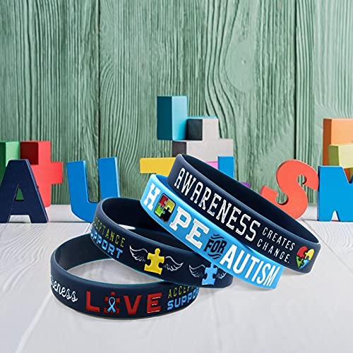 WANDIC Pulsera de Silicona para concientización del Autismo, 12 Piezas de puzle Azul, Pulseras de Goma, Esperanza para la Conciencia del Autismo, CREA un Cambio de Pulsera para simbolizar el Amor