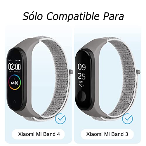 Wanme Correa Compatible para Xiaomi Mi Band 4 & Xiaomi Mi Band 3 Correa, Nylon Loop Pulseras de Repuesto para Xiaomi Mi Smart Band 4 & Xiaomi Mi Smart Band 3 (Arena Negro+Verde océano+Rosa Sand)