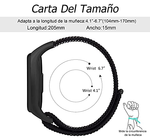 Wanme Correa Compatible para Xiaomi Mi Band 4 & Xiaomi Mi Band 3 Correa, Nylon Loop Pulseras de Repuesto para Xiaomi Mi Smart Band 4 & Xiaomi Mi Smart Band 3 (Arena Negro+Verde océano+Rosa Sand)